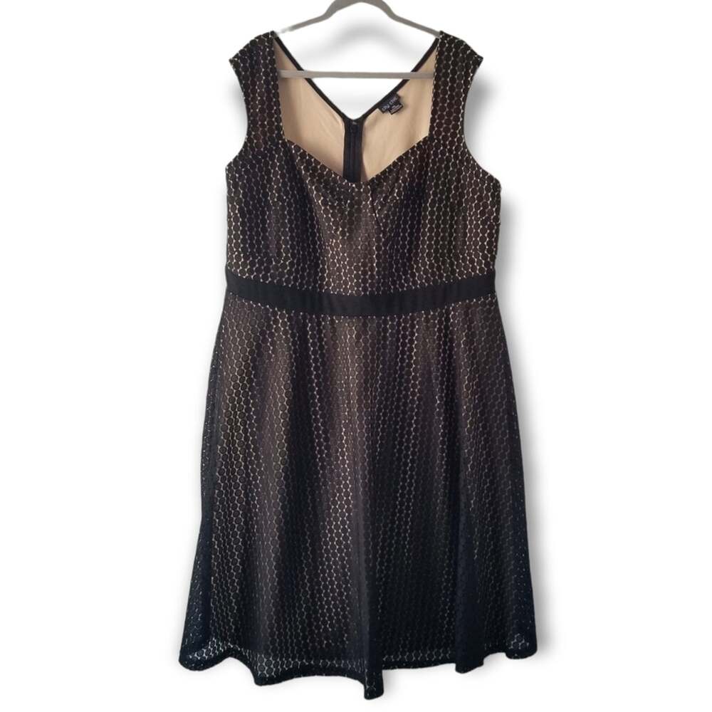 City Chic women's black lace skater dress size XXL